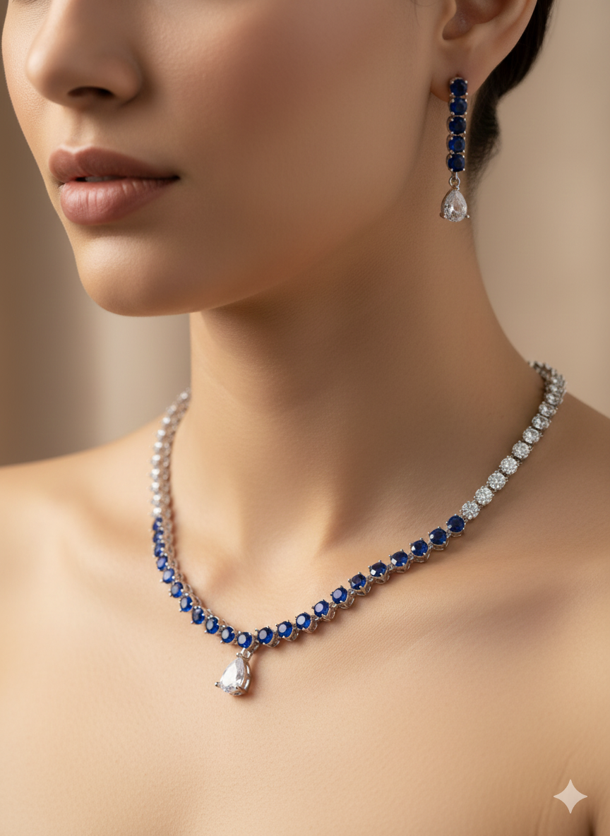 925 Sterling Silver Women’s Diamond Necklace | Elegant Silver Diamond Jewellery