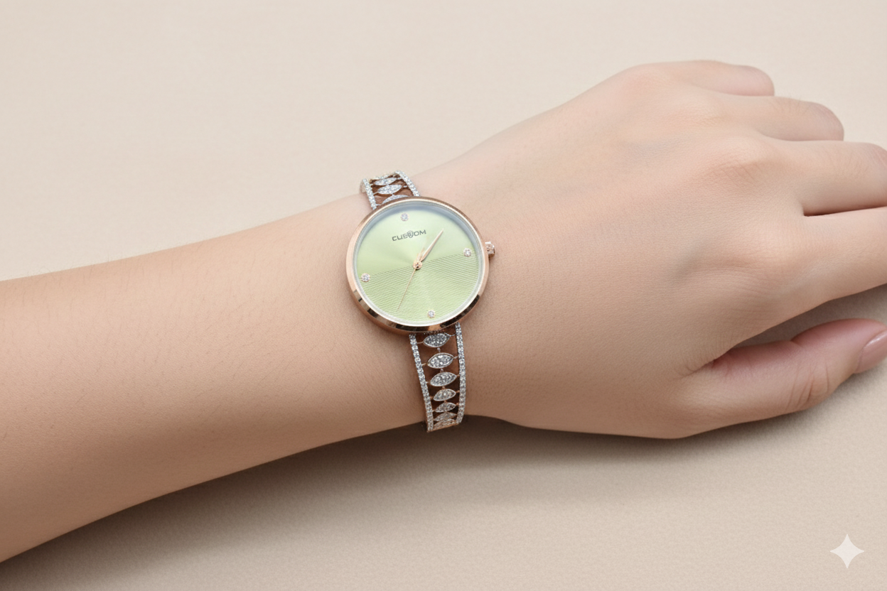 925 Sterling Silver Women’s Rose Gold Watch with Diamond Accents