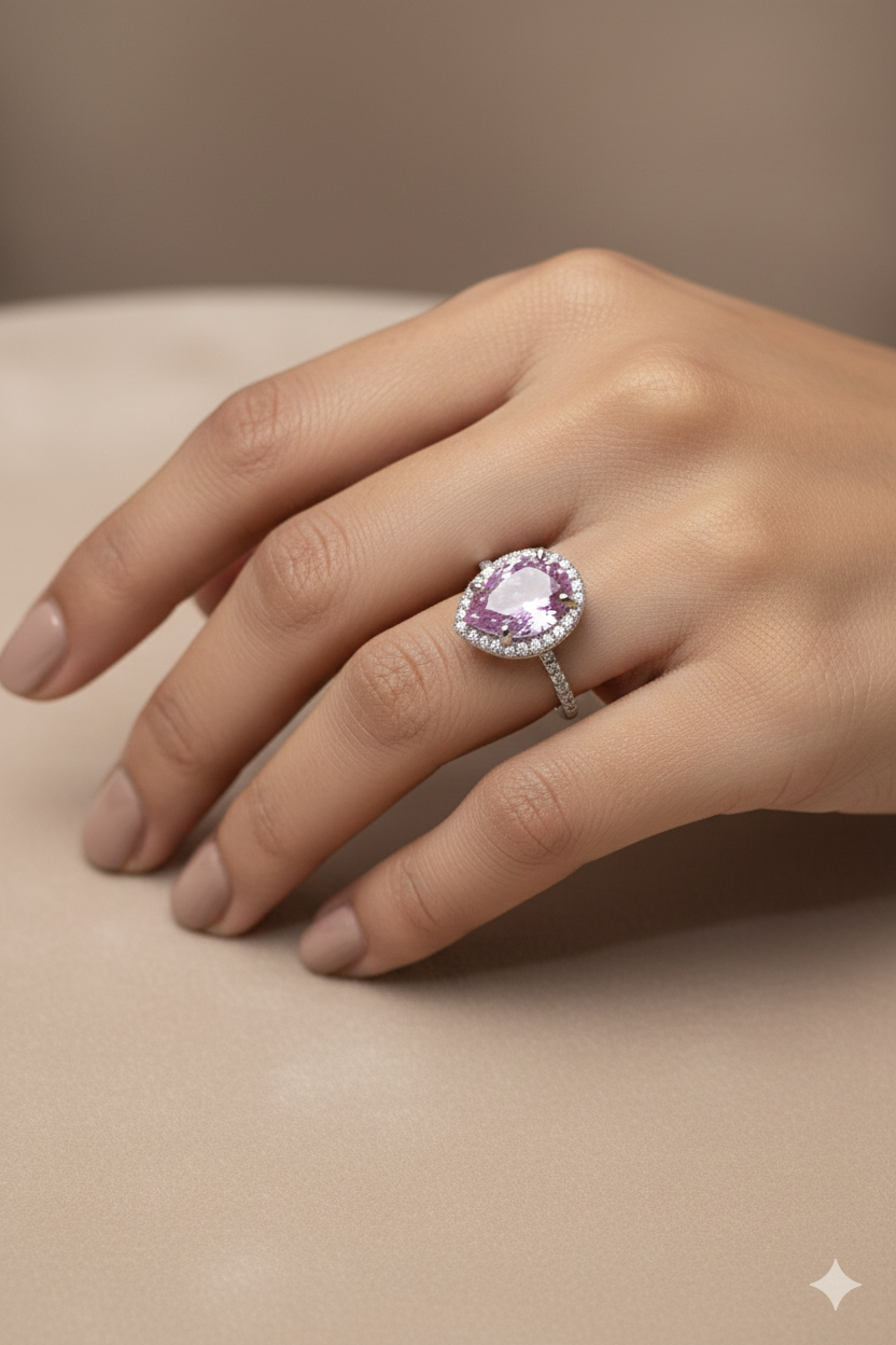 925 Sterling Silver Women’s Diamond Ring | Elegant Silver Diamond Jewellery