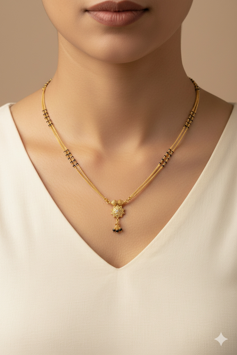 925 Sterling Silver Gold-Finish CZ Mangalsutra for Women | Elegant Modern Mangalsutra Jewellery