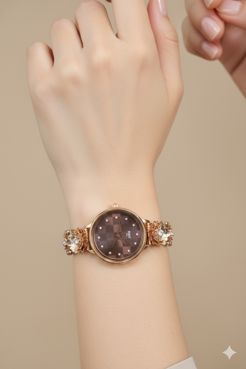 Rose Gold Diamond Watch for Women in 925 Sterling Silver | Elegant Jewellery Timepiece