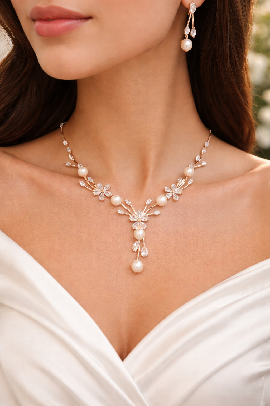 Elegant Rose Gold Pearl Necklace for Women | 925 Sterling Silver Jewellery
